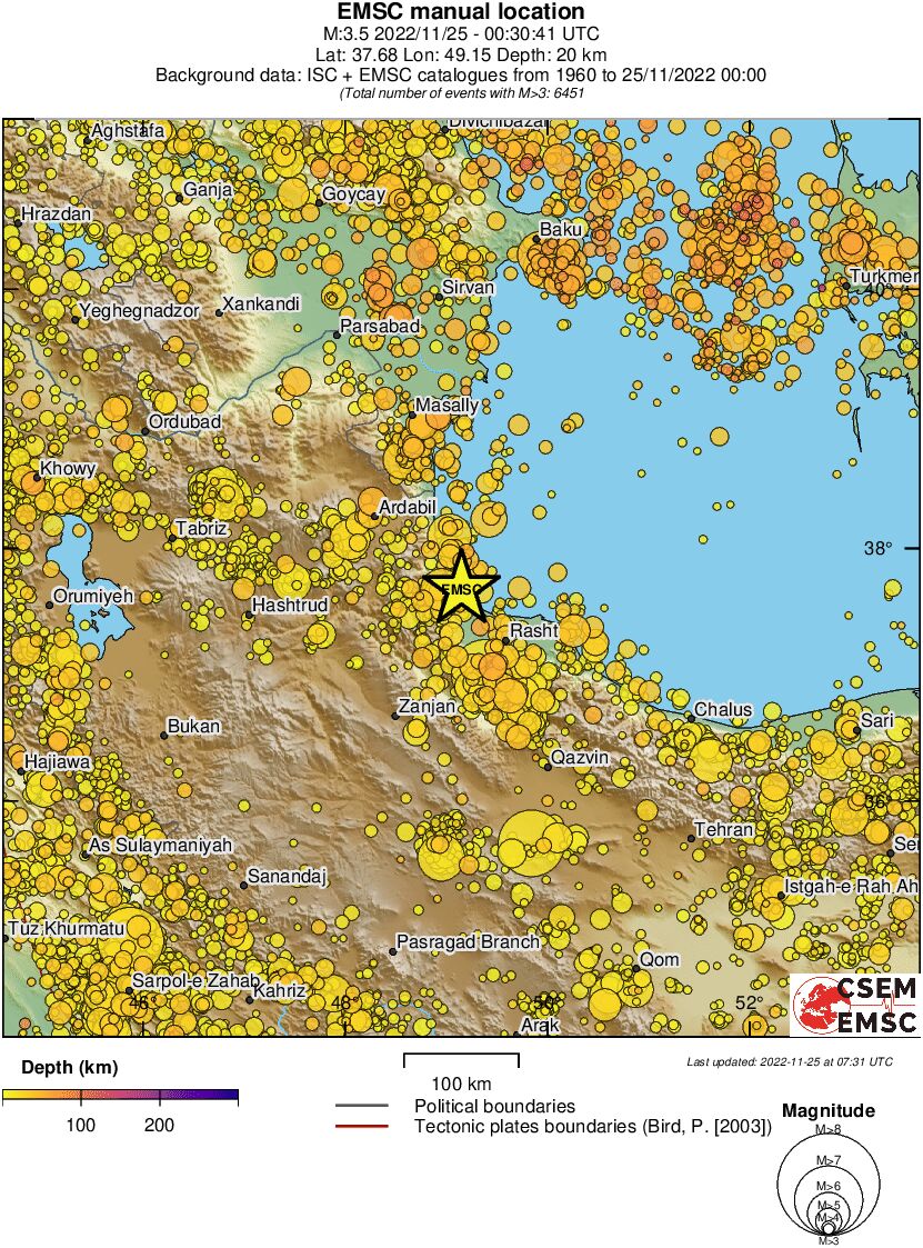 regional depth historical seismicity