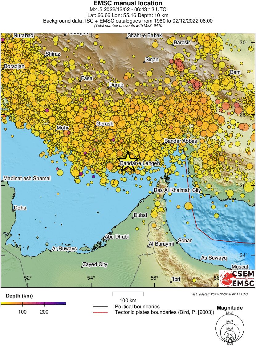 regional depth historical seismicity