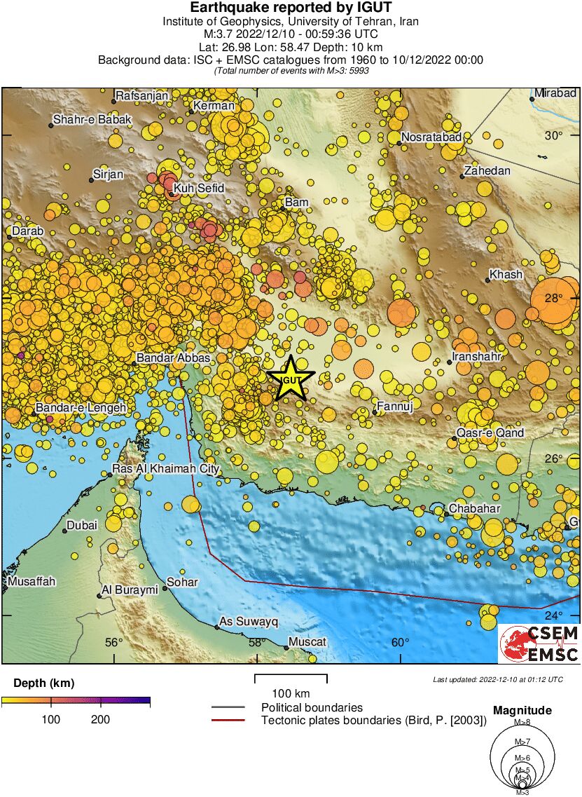 regional depth historical seismicity