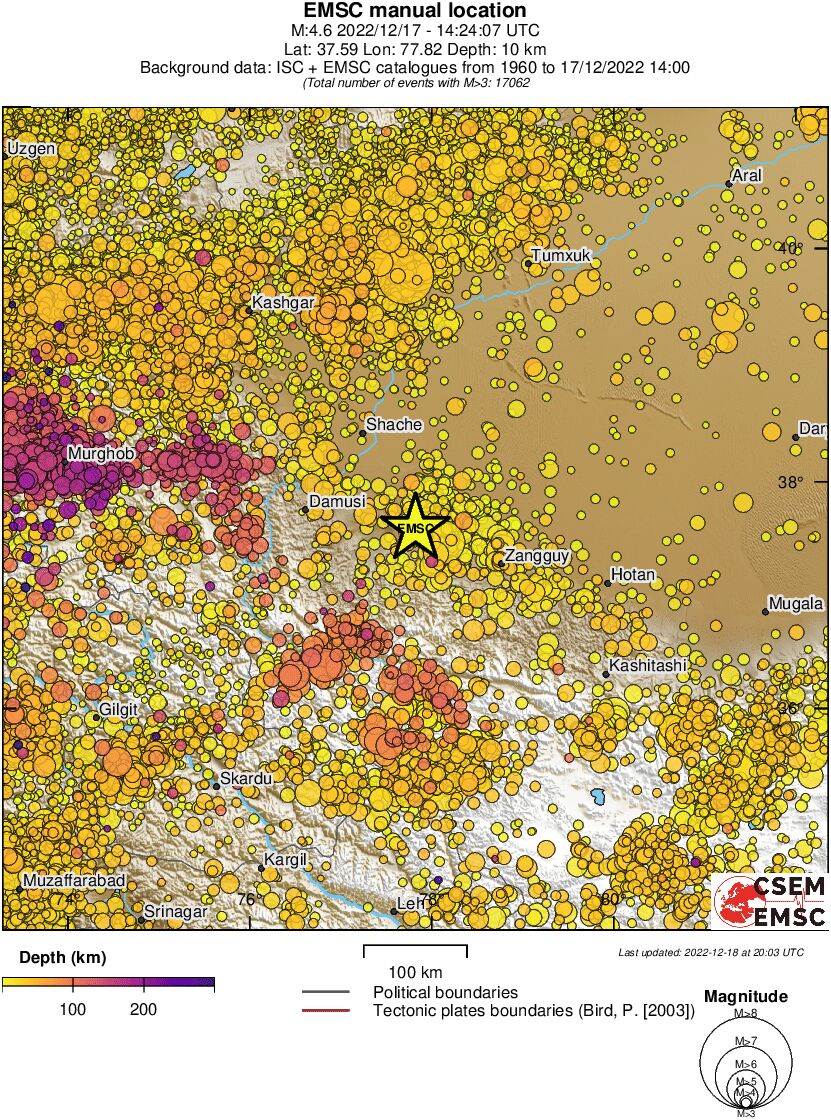 regional depth historical seismicity