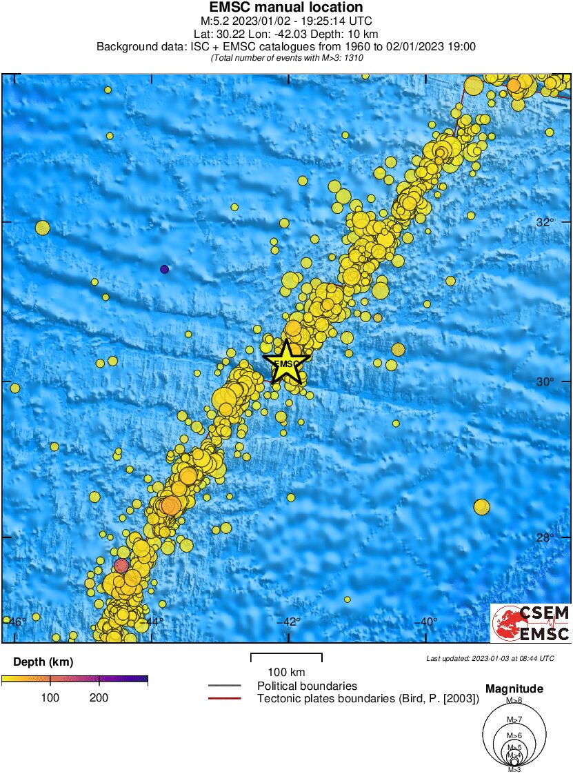 regional depth historical seismicity