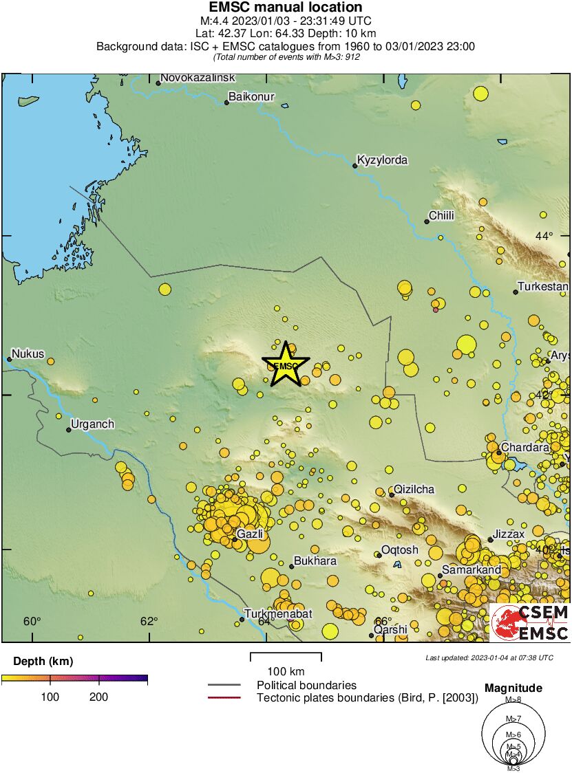 regional depth historical seismicity