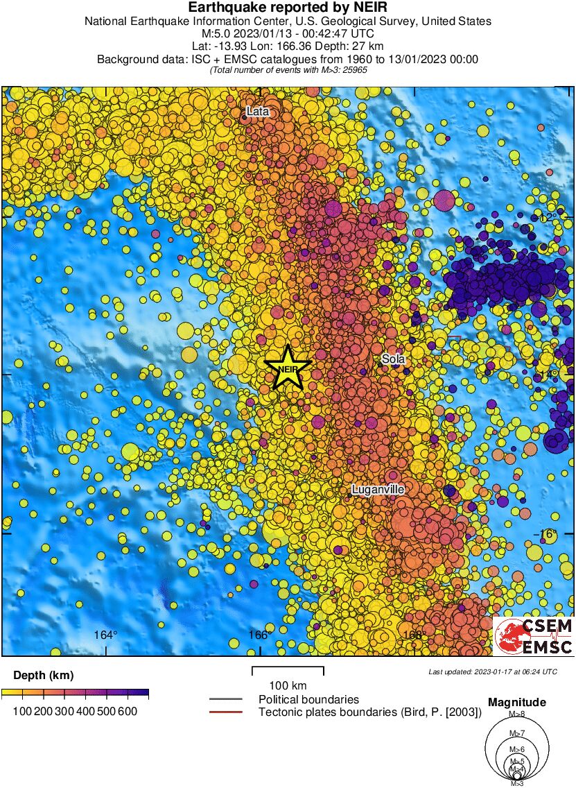regional depth historical seismicity