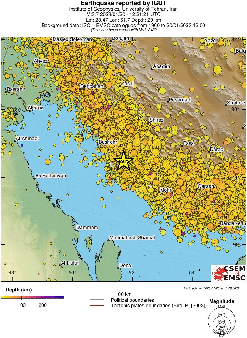 regional depth historical seismicity