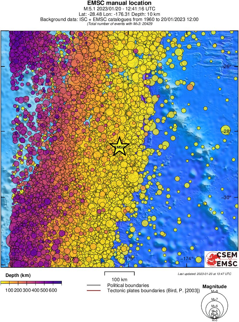 regional depth historical seismicity