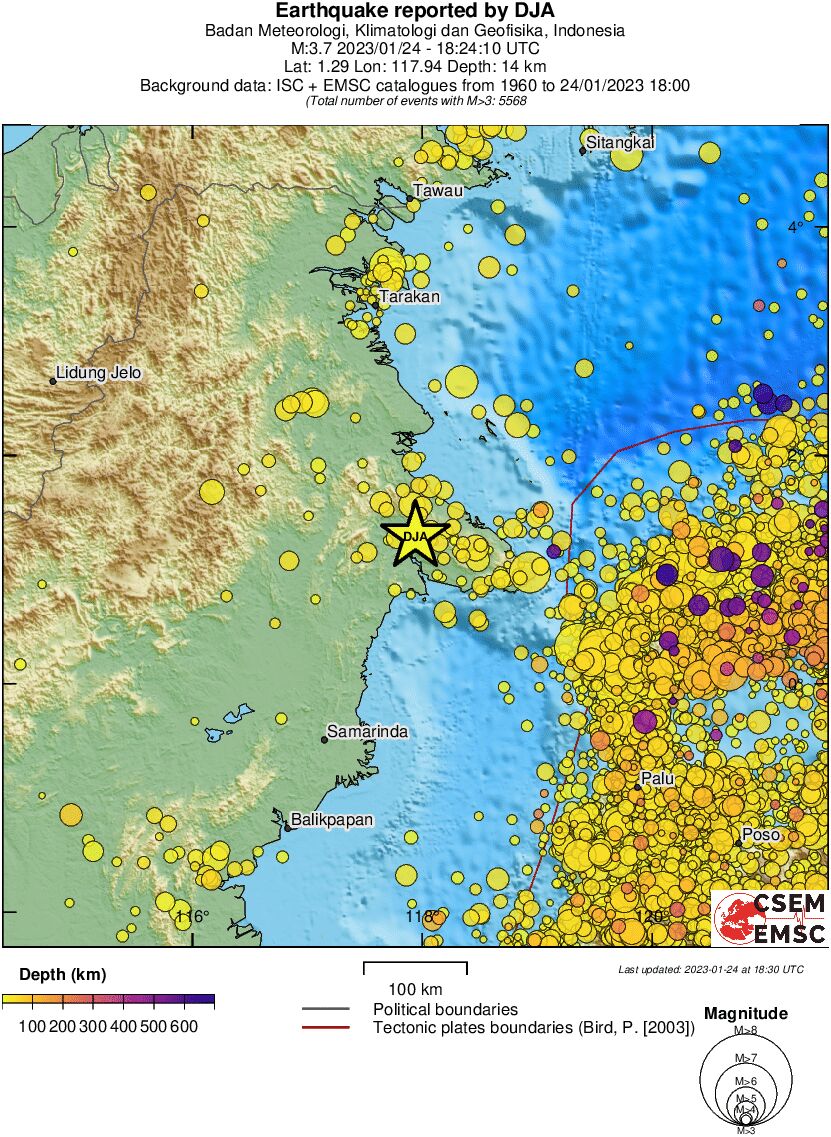regional depth historical seismicity