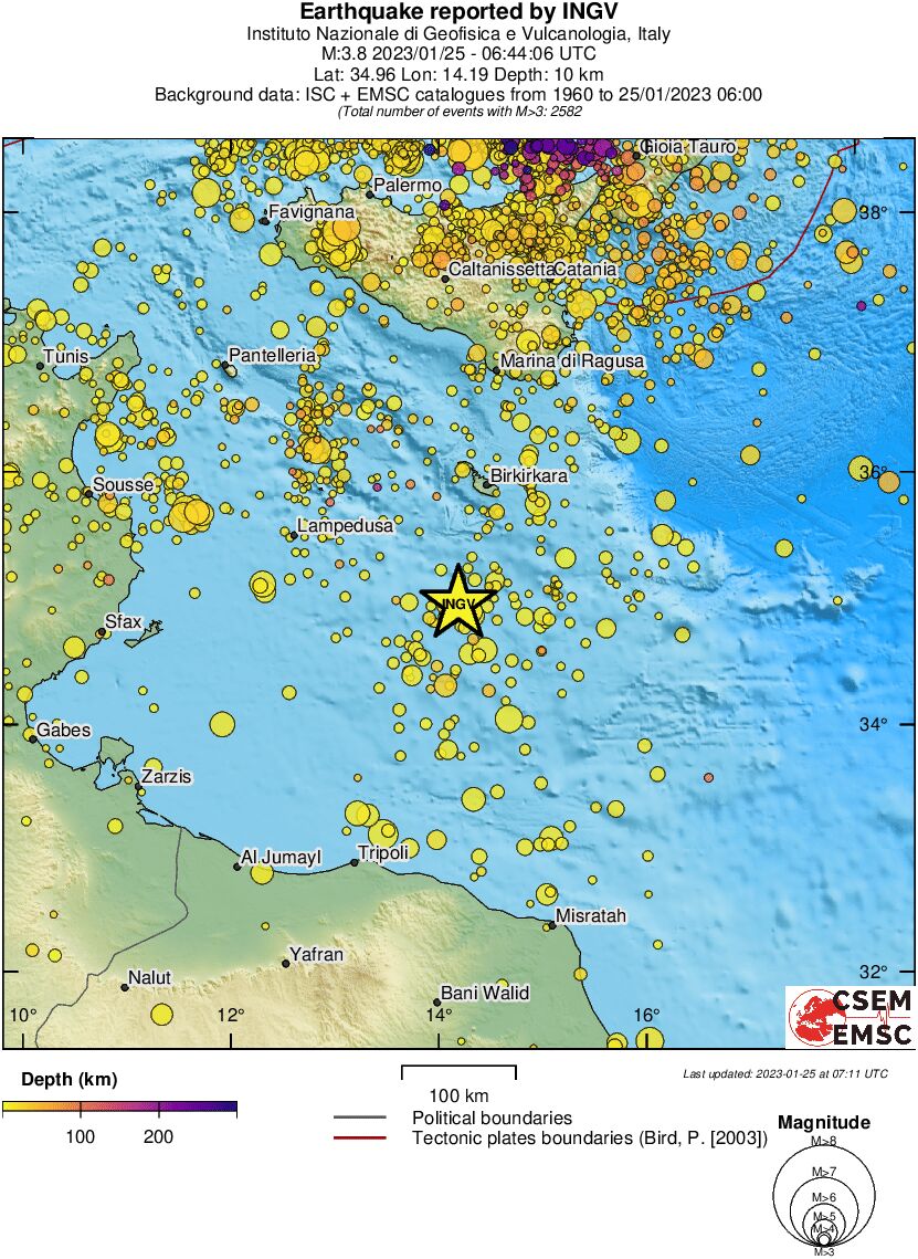 regional depth historical seismicity