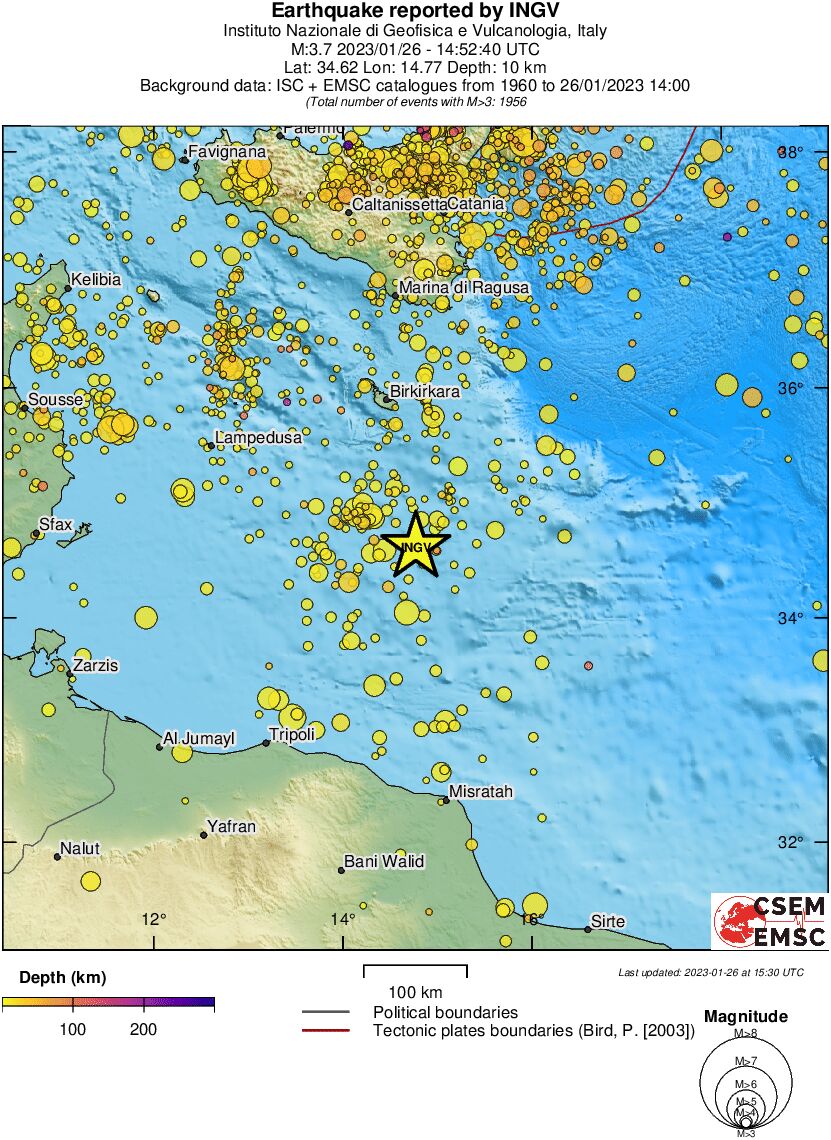 regional depth historical seismicity