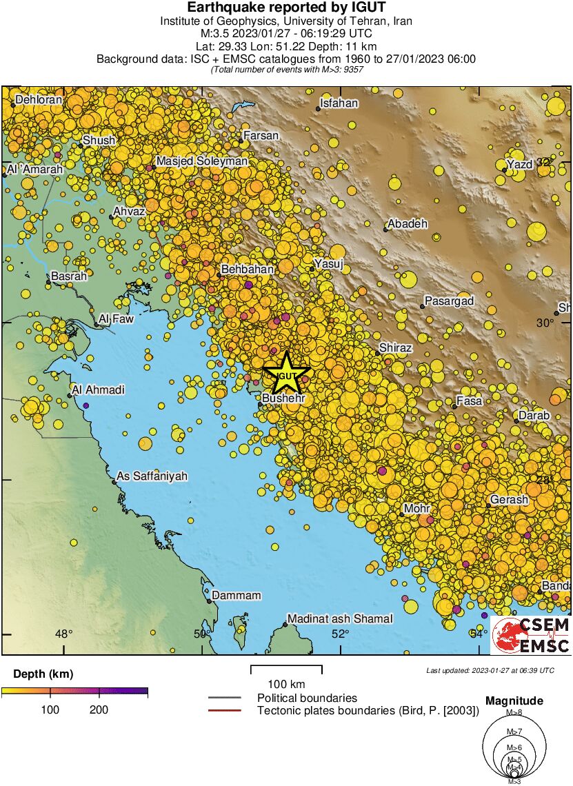 regional depth historical seismicity