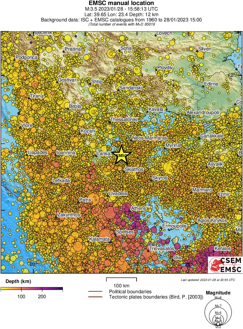 regional depth historical seismicity
