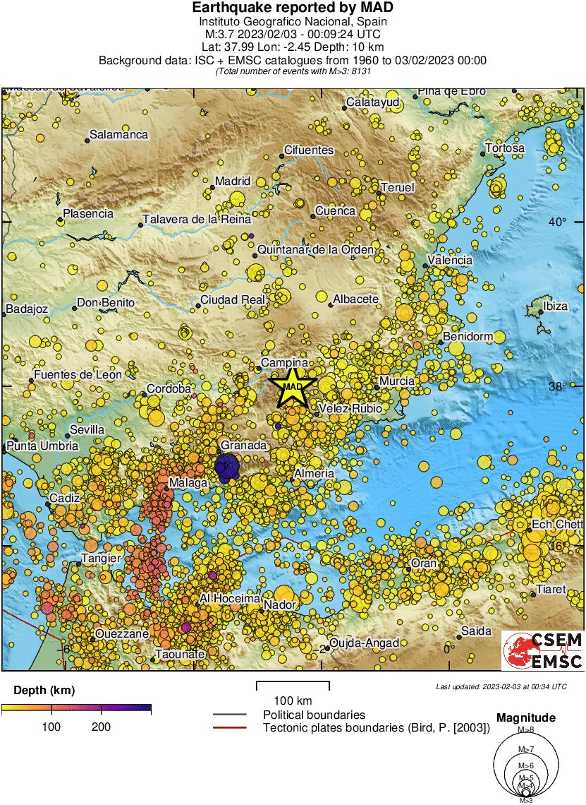 regional depth historical seismicity