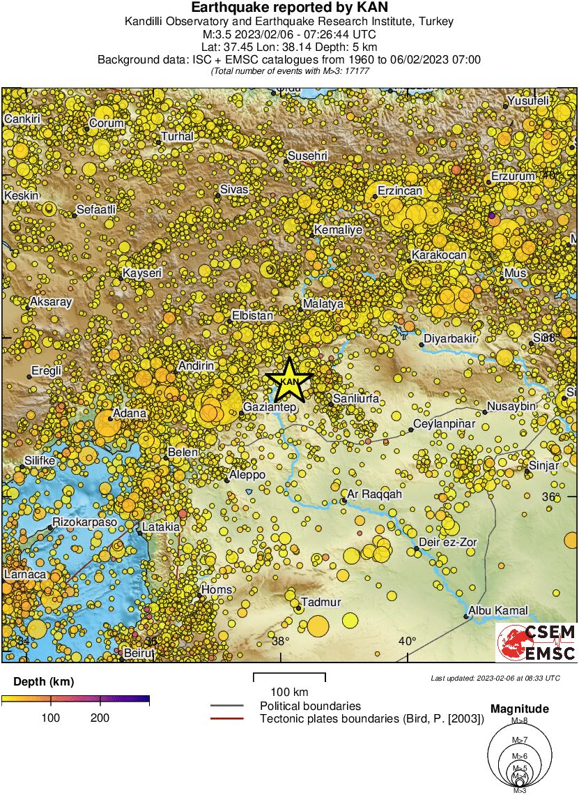 regional depth historical seismicity