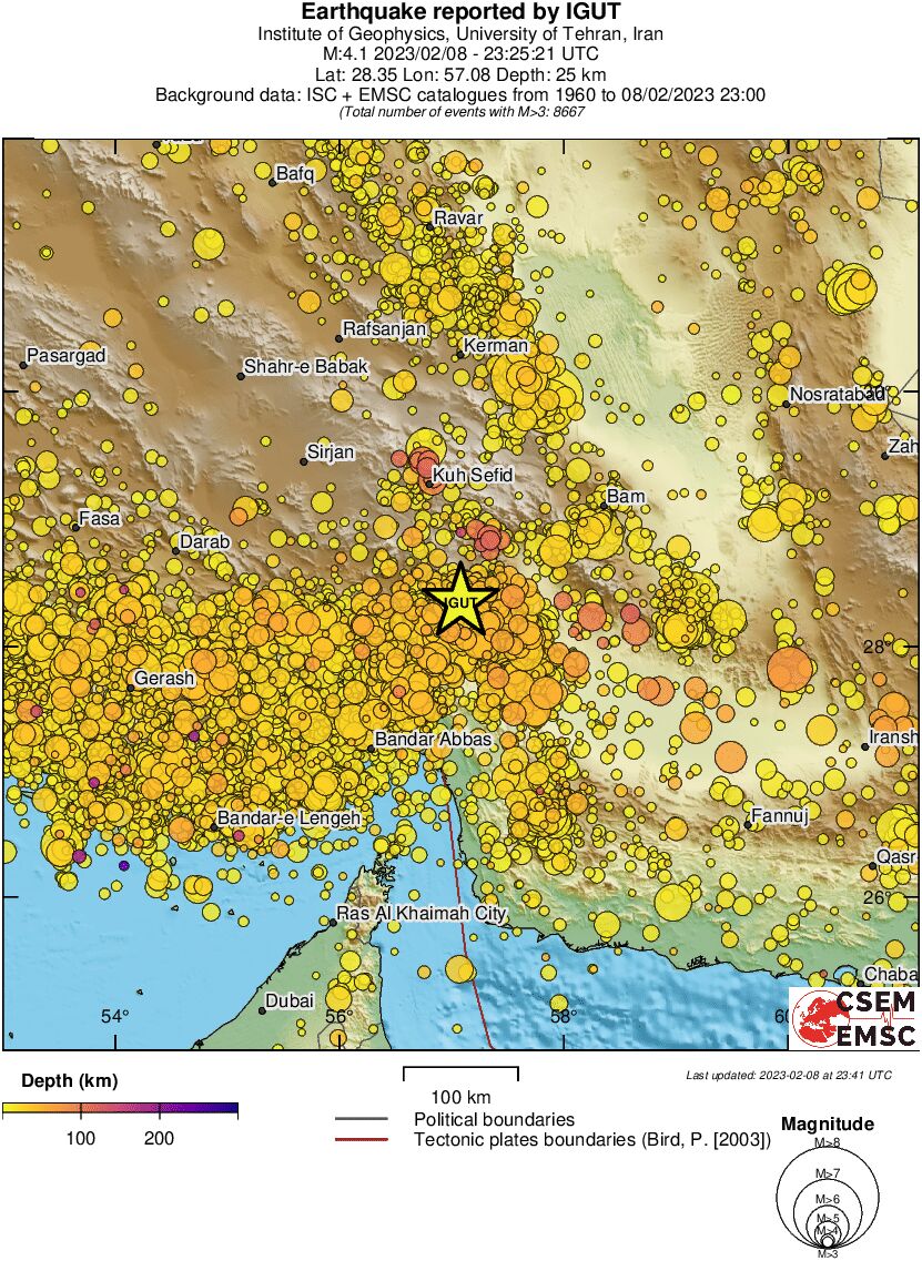 regional depth historical seismicity