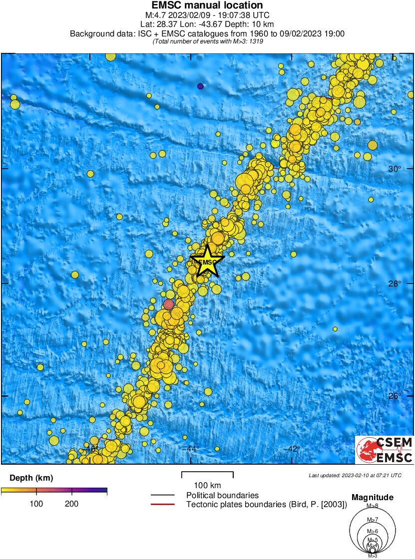regional depth historical seismicity