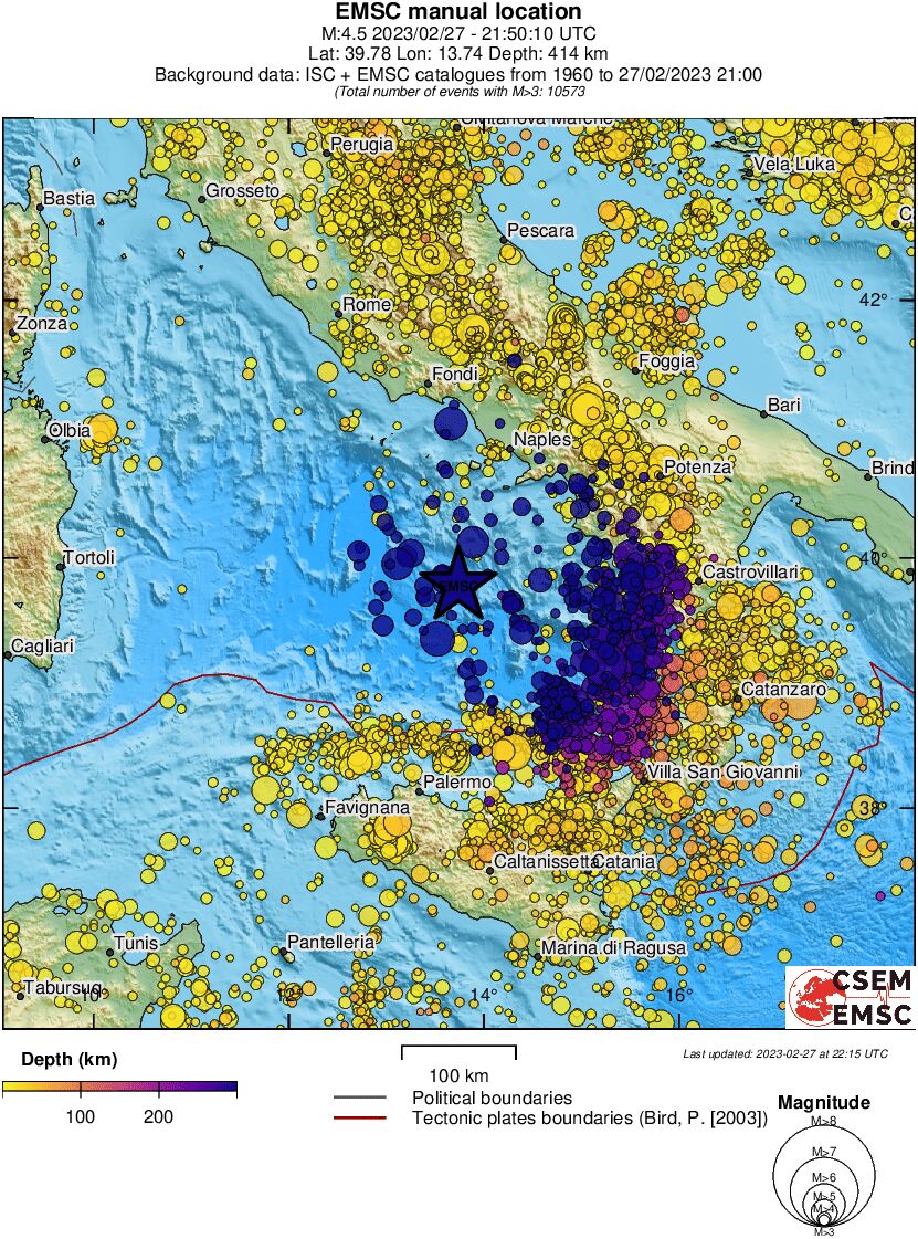 regional depth historical seismicity