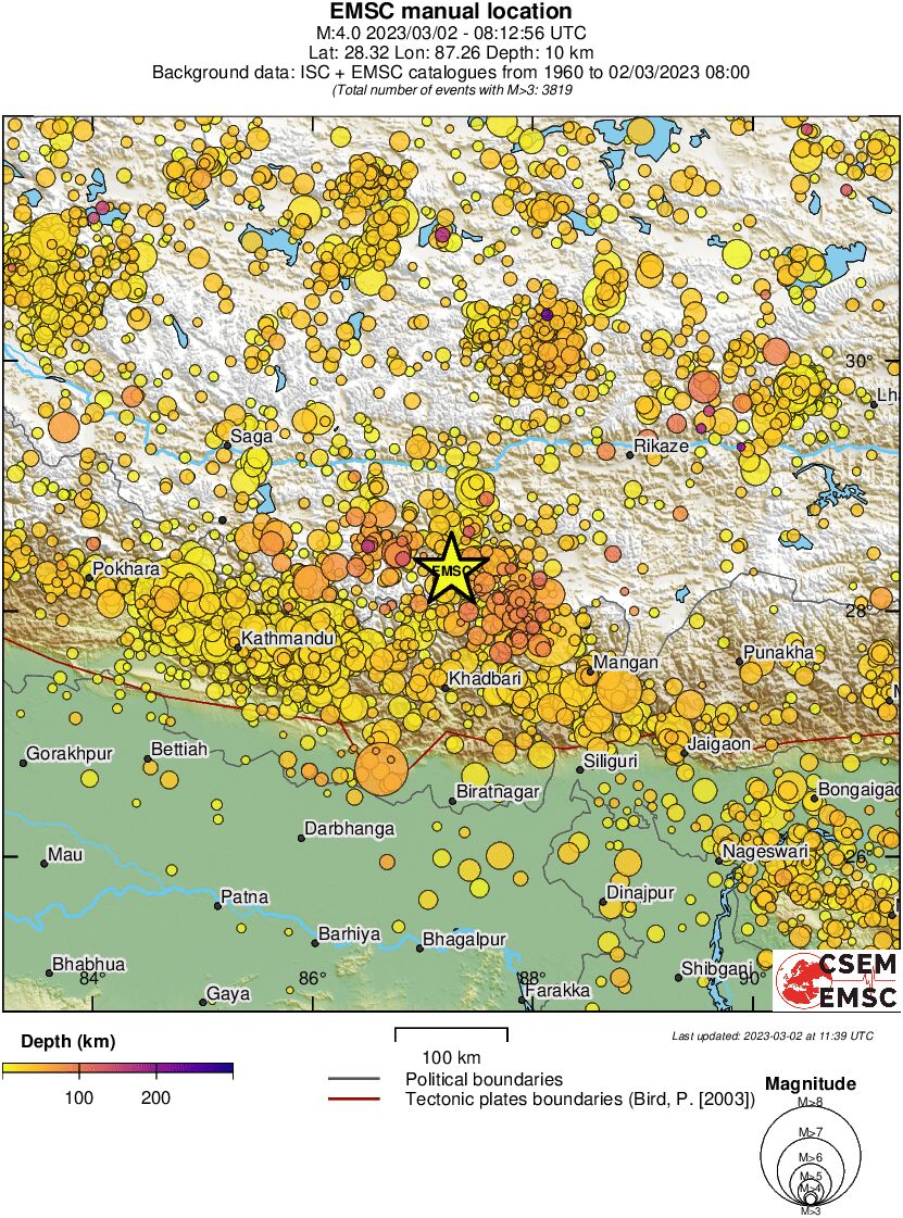 regional depth historical seismicity