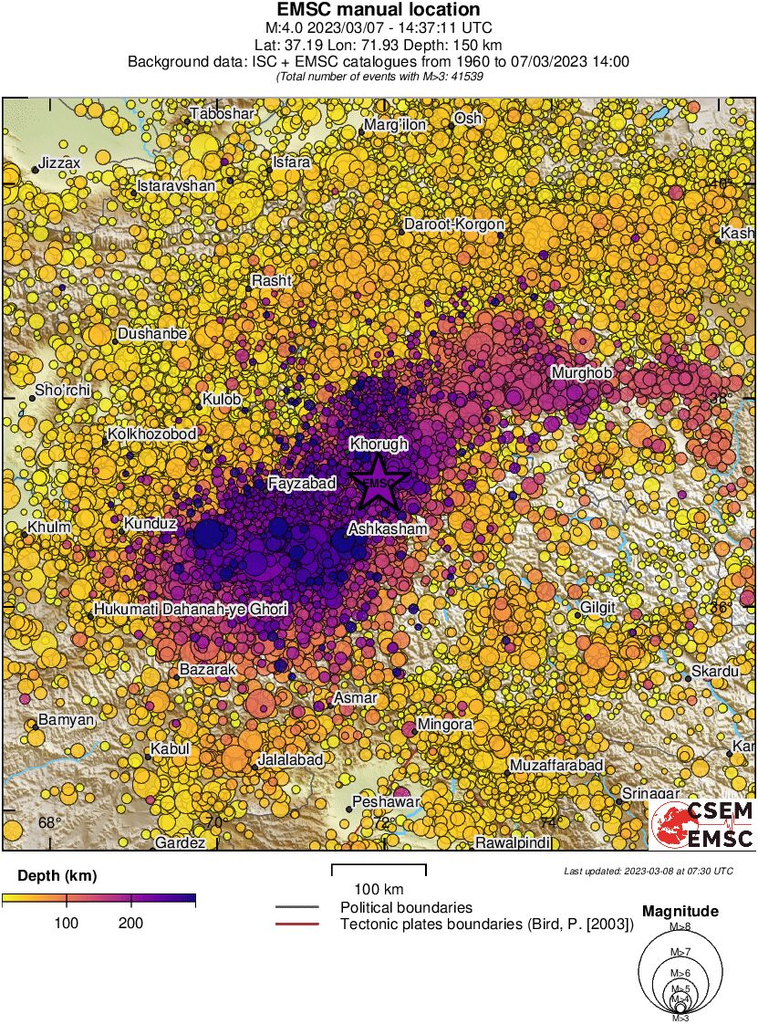 regional depth historical seismicity