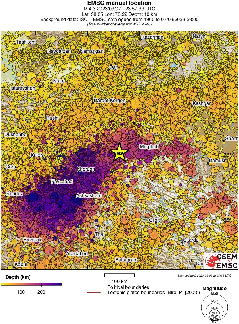 regional depth historical seismicity