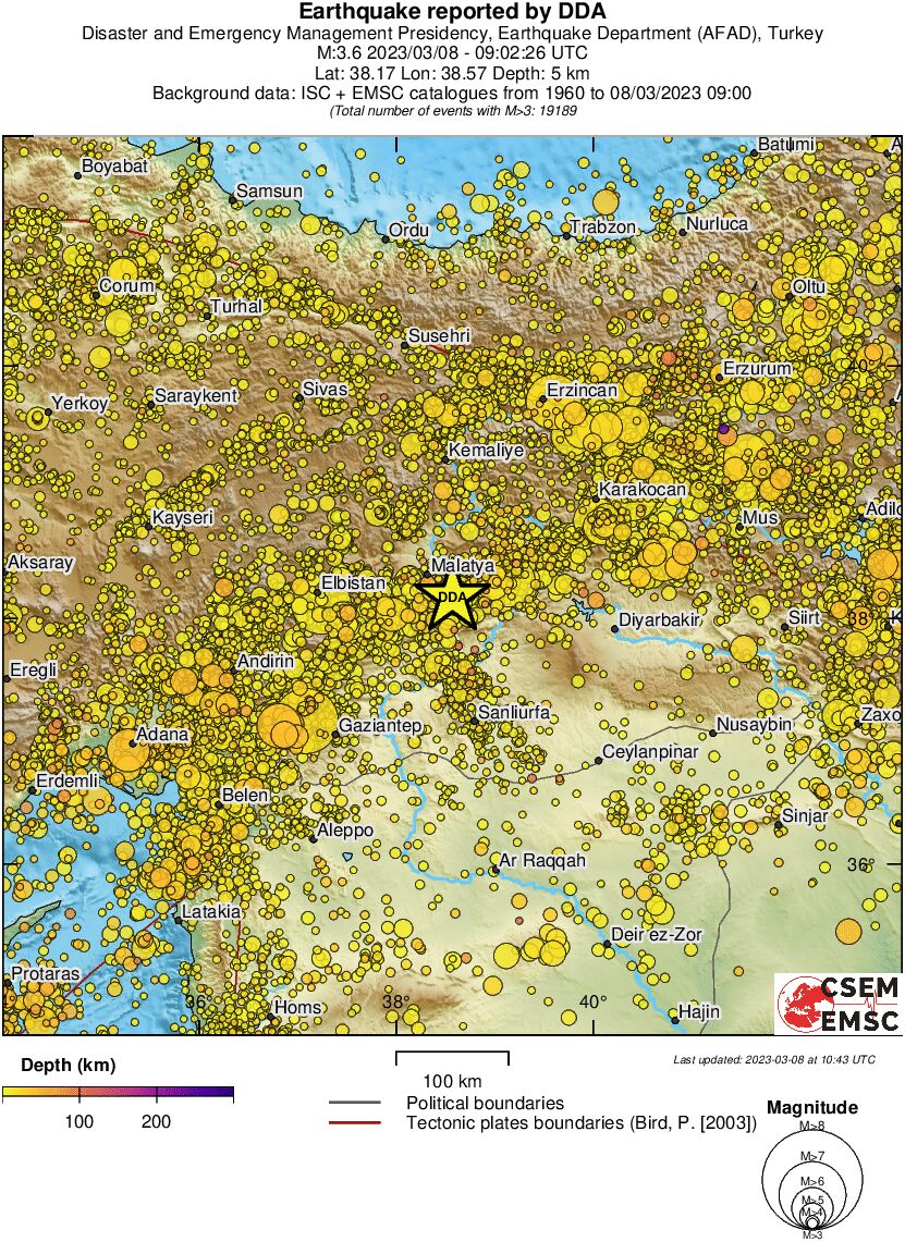 regional depth historical seismicity