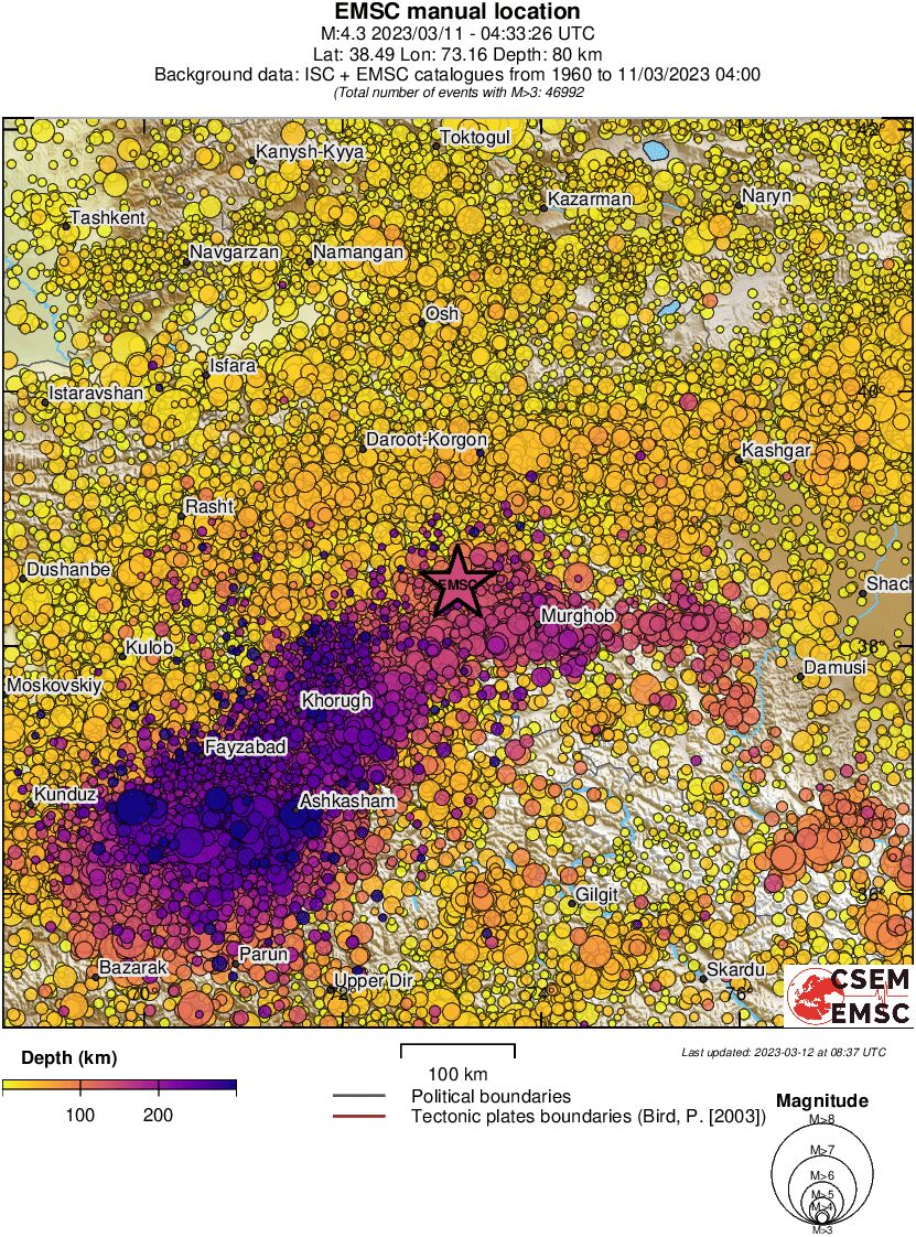 regional depth historical seismicity