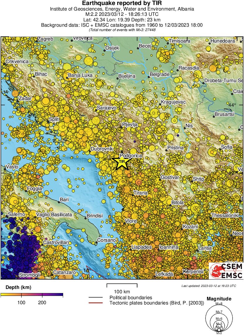 regional depth historical seismicity