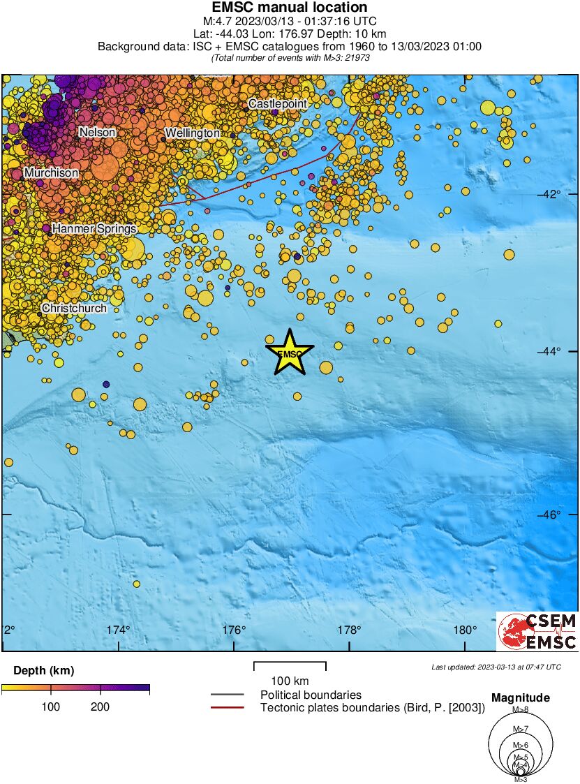 regional depth historical seismicity