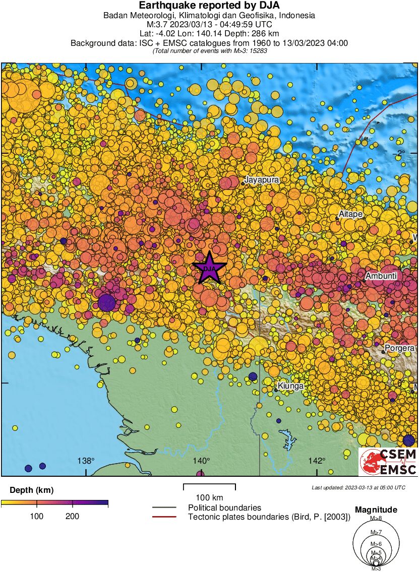 regional depth historical seismicity