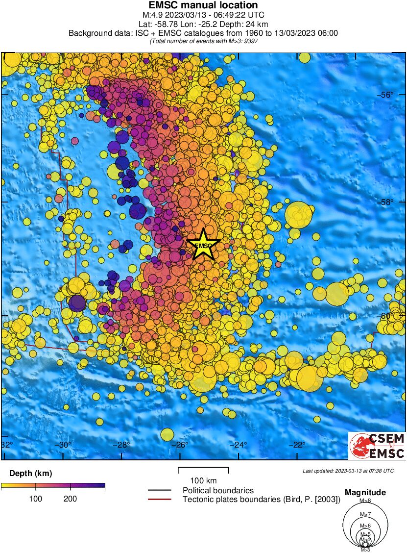 regional depth historical seismicity