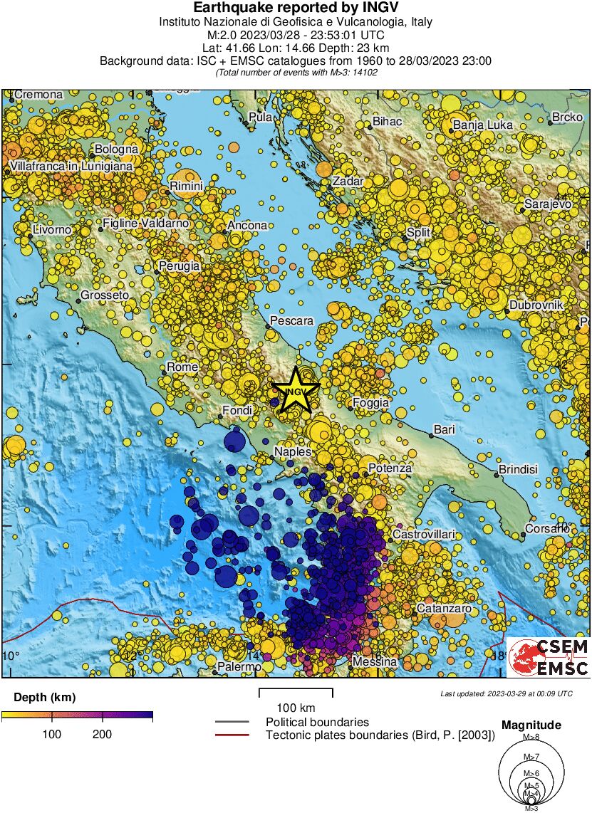 regional depth historical seismicity