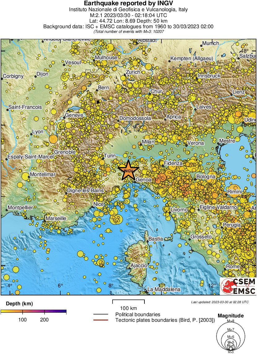 regional depth historical seismicity