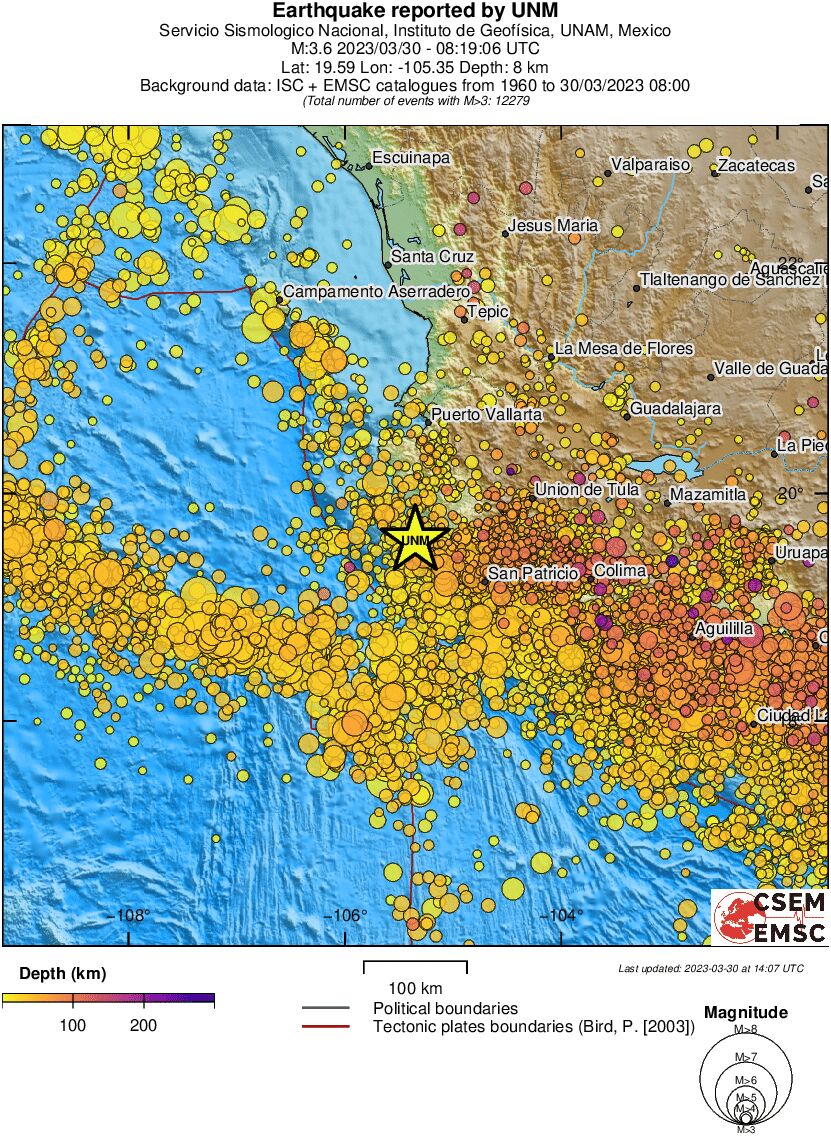 regional depth historical seismicity