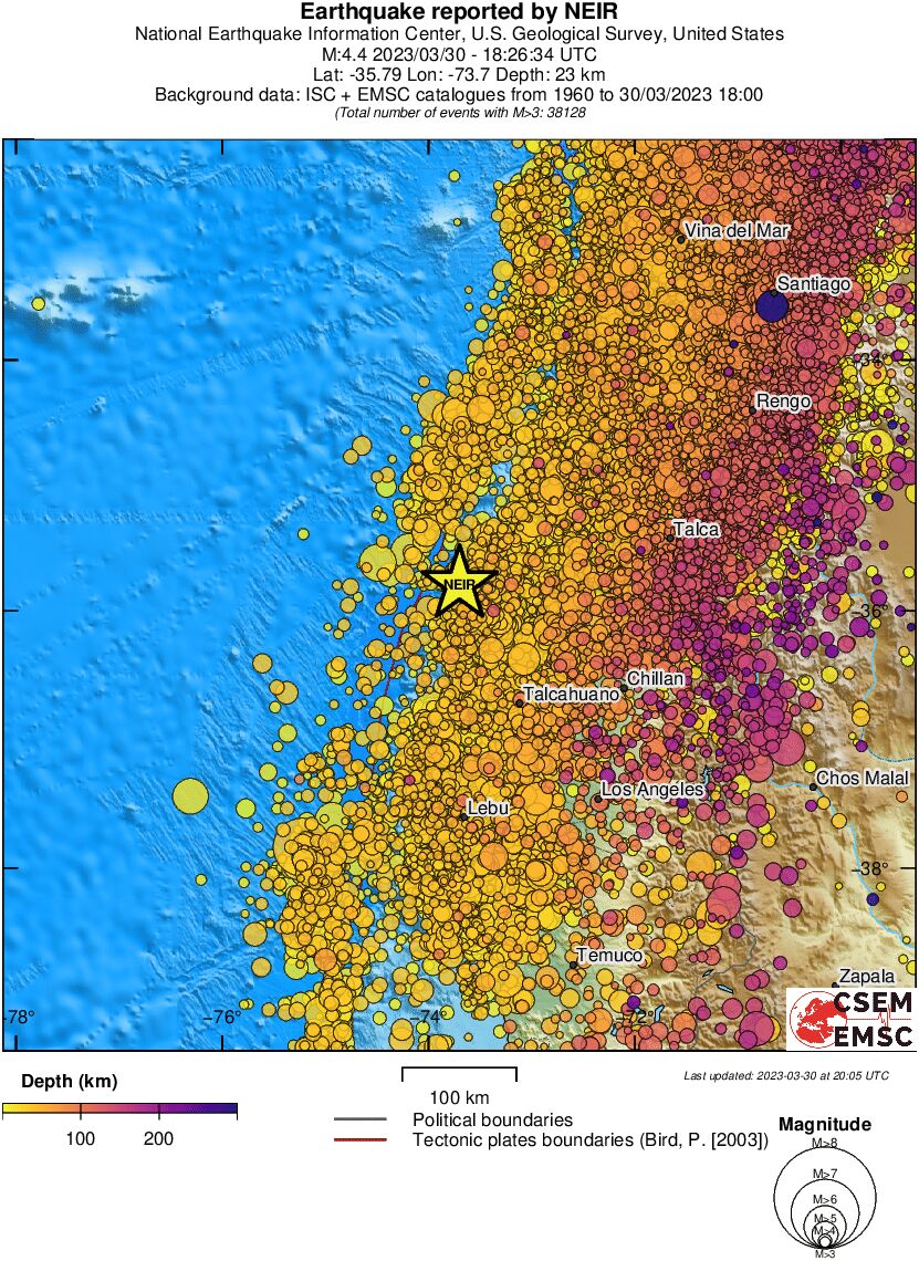 regional depth historical seismicity