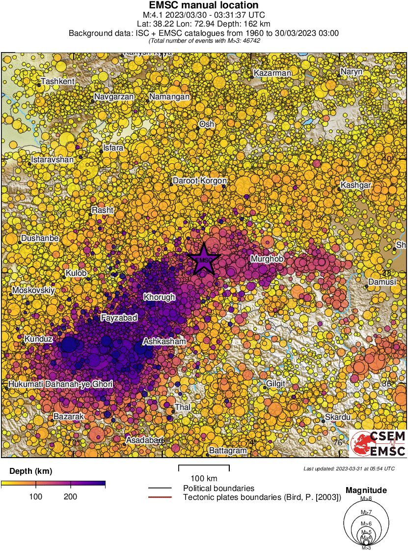 regional depth historical seismicity