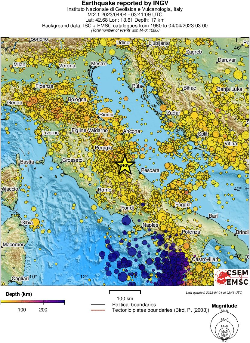 regional depth historical seismicity