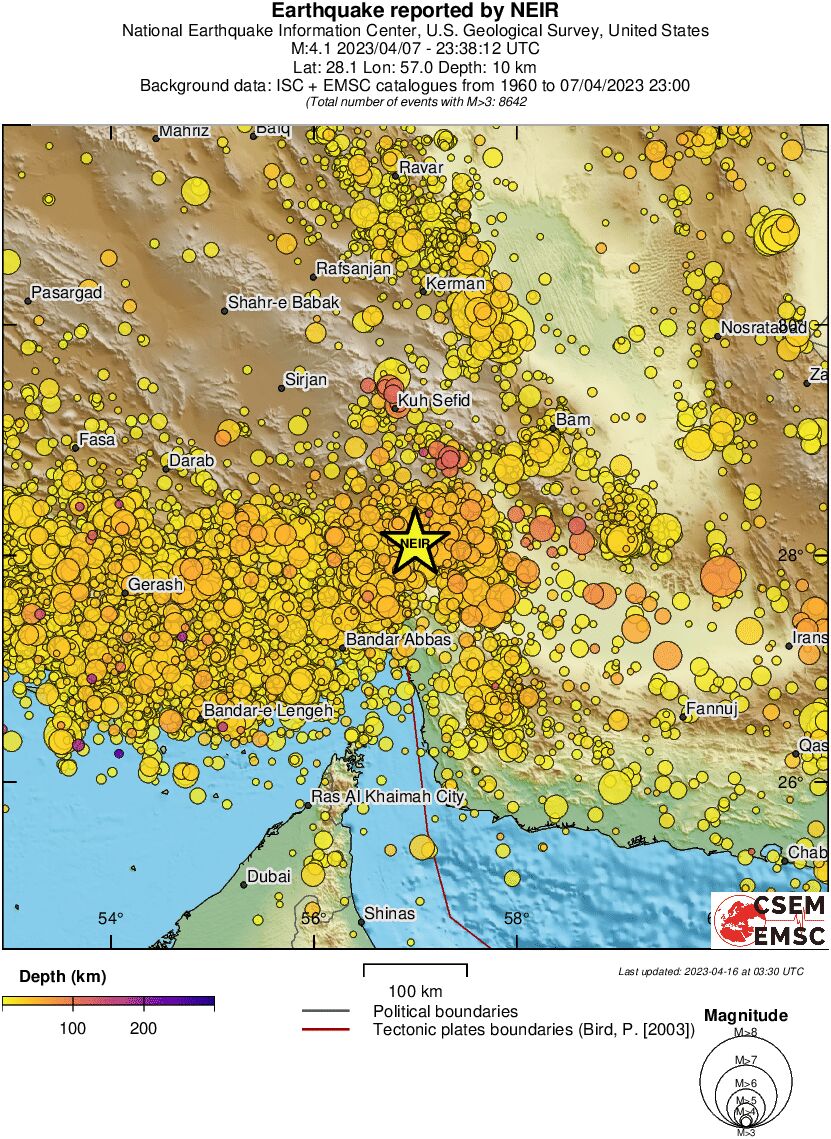 regional depth historical seismicity