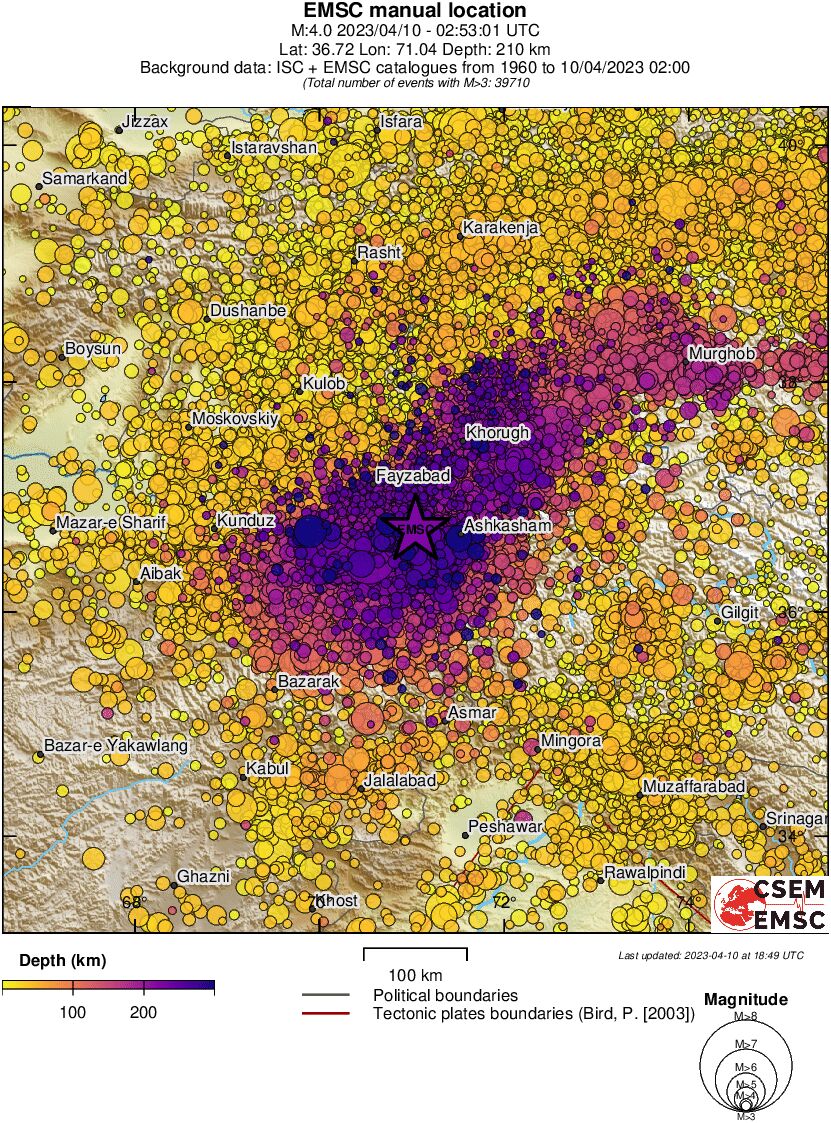 regional depth historical seismicity