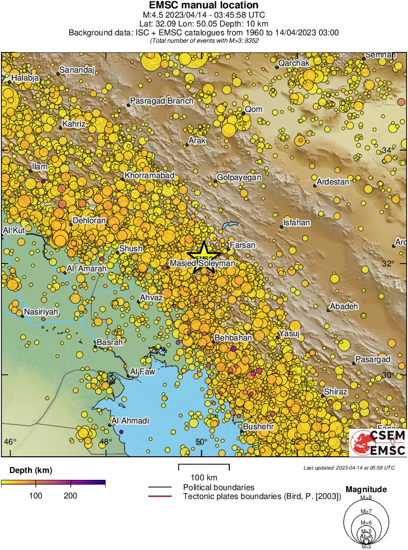 regional depth historical seismicity