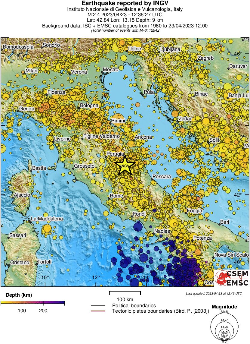 regional depth historical seismicity