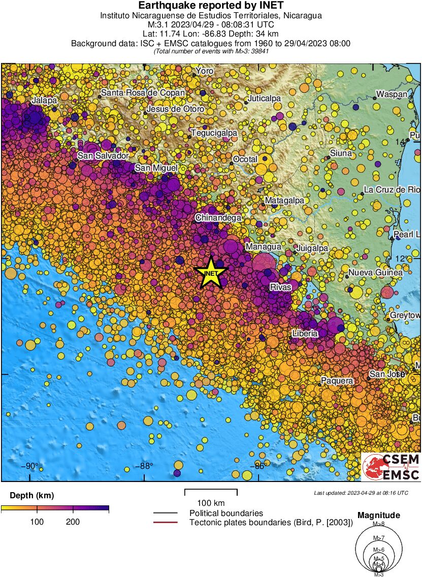 regional depth historical seismicity