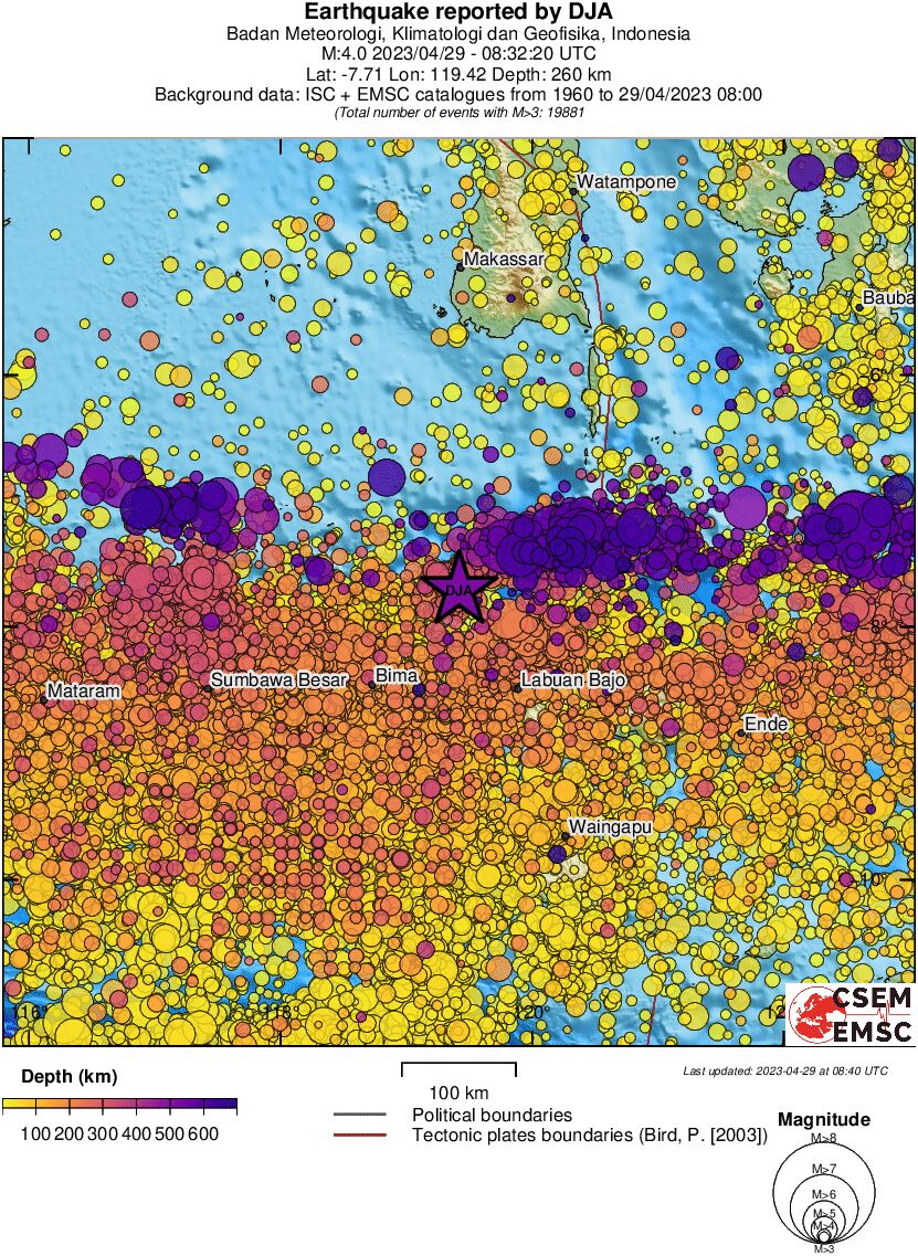 regional depth historical seismicity