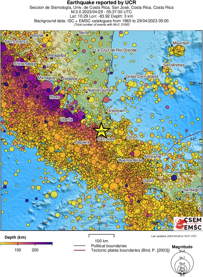 regional depth historical seismicity