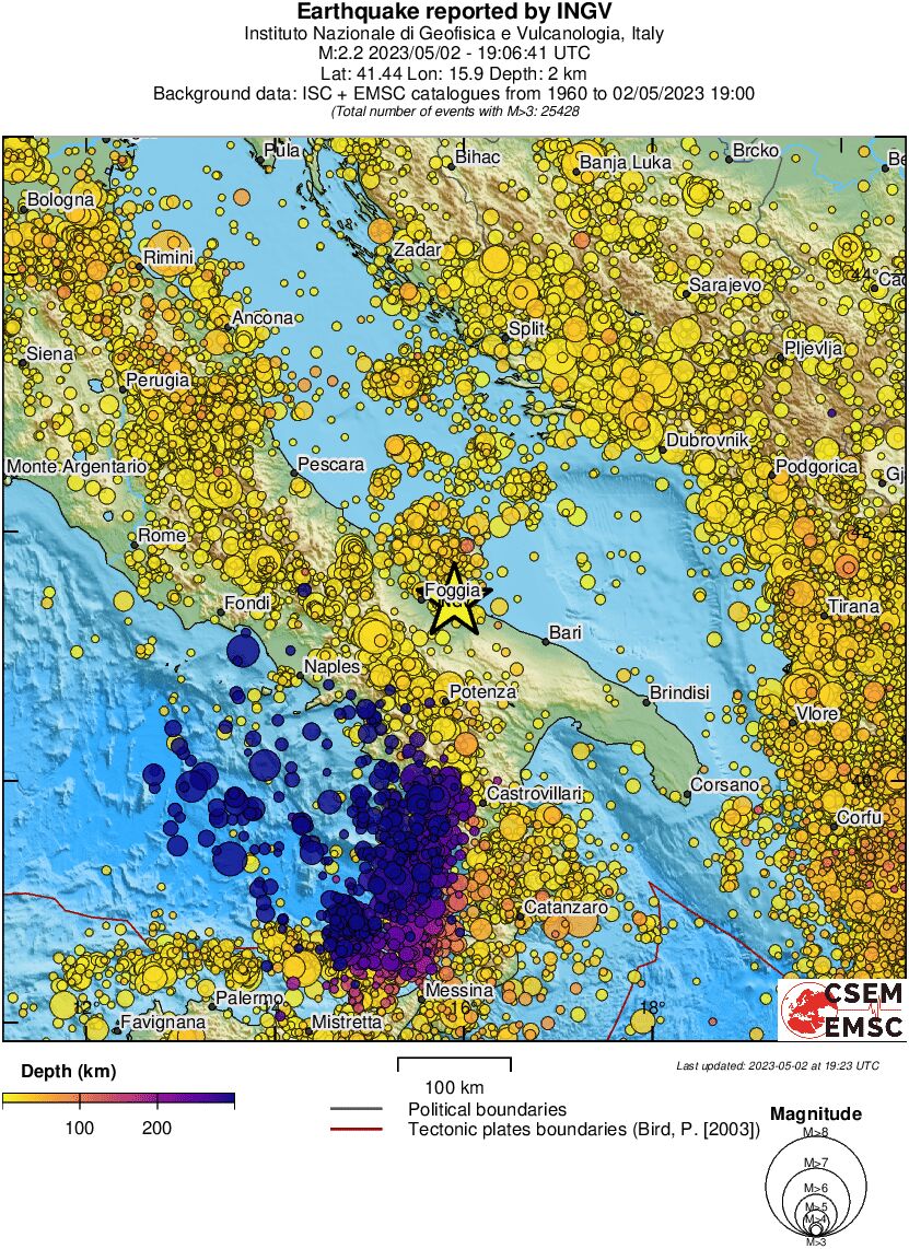 regional depth historical seismicity