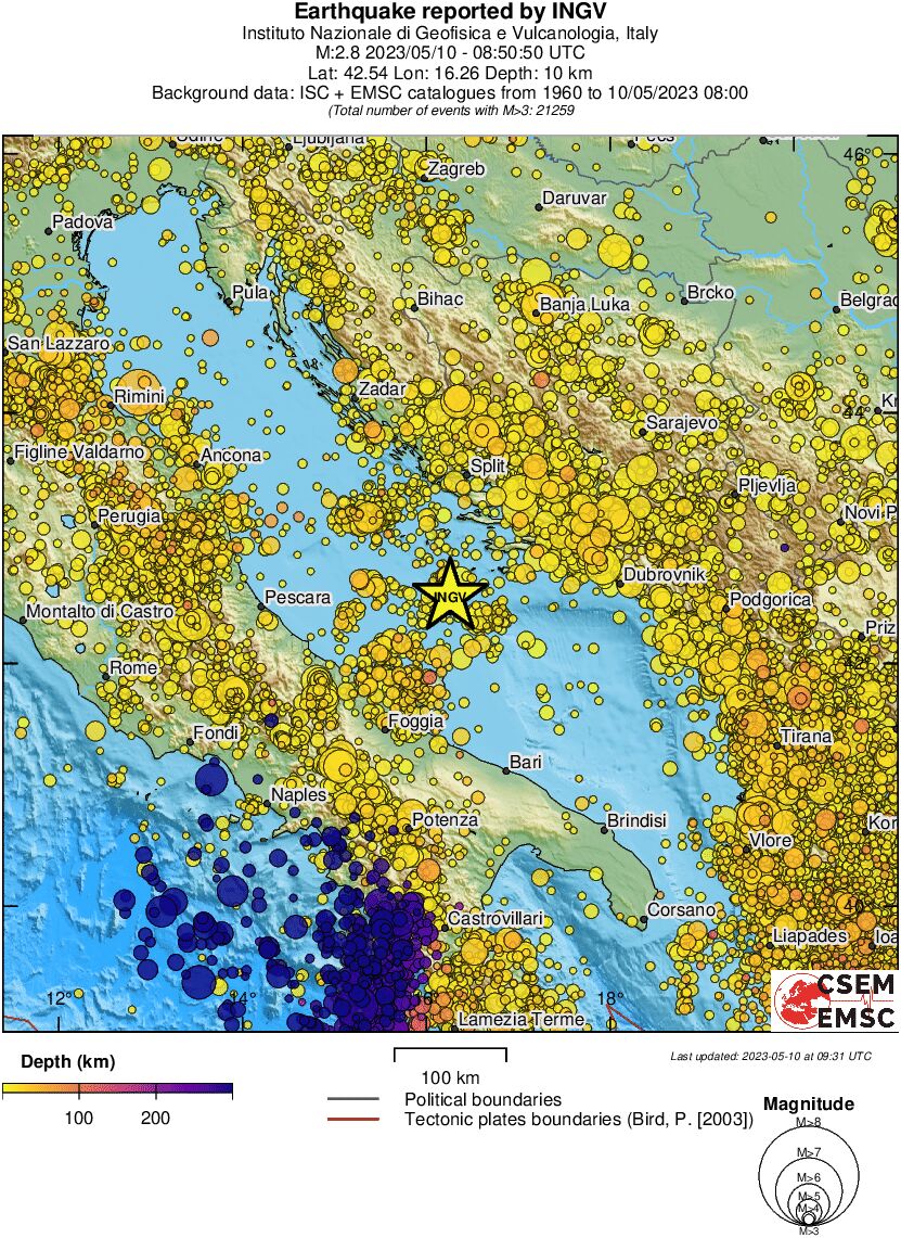 regional depth historical seismicity