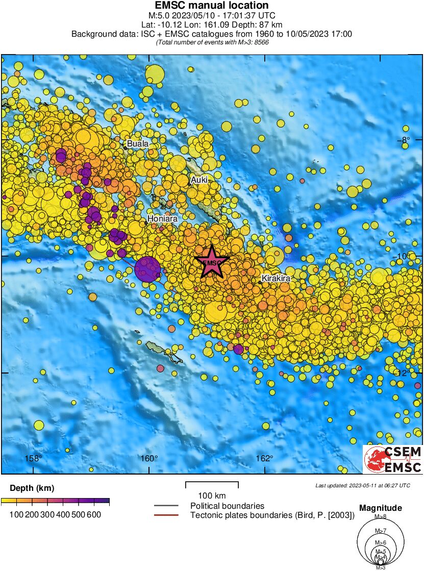 regional depth historical seismicity