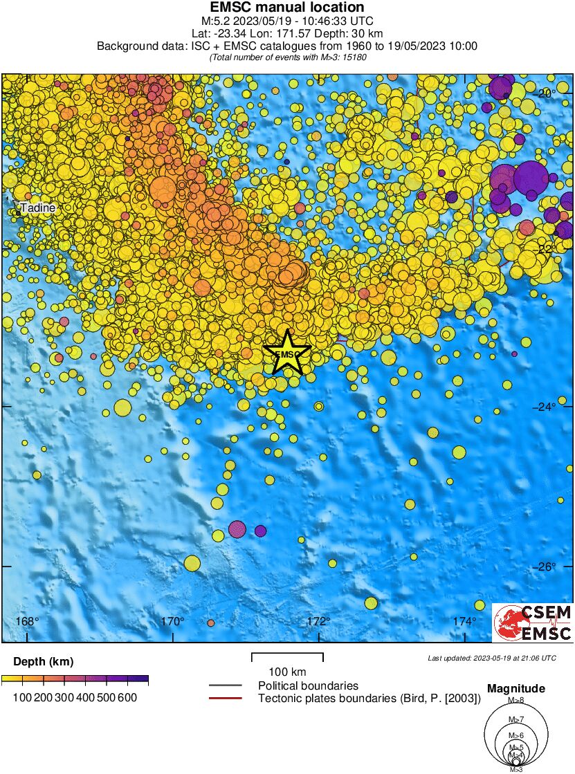 regional depth historical seismicity