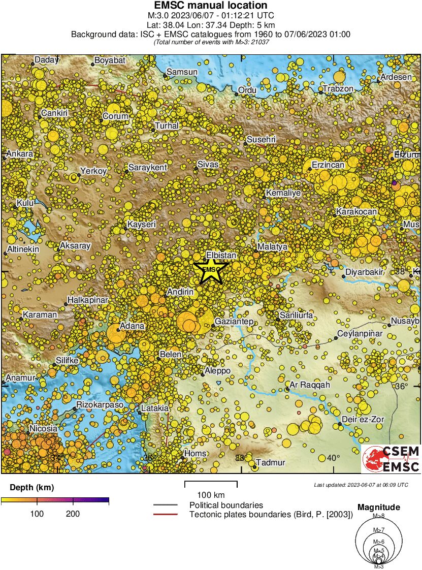 regional depth historical seismicity