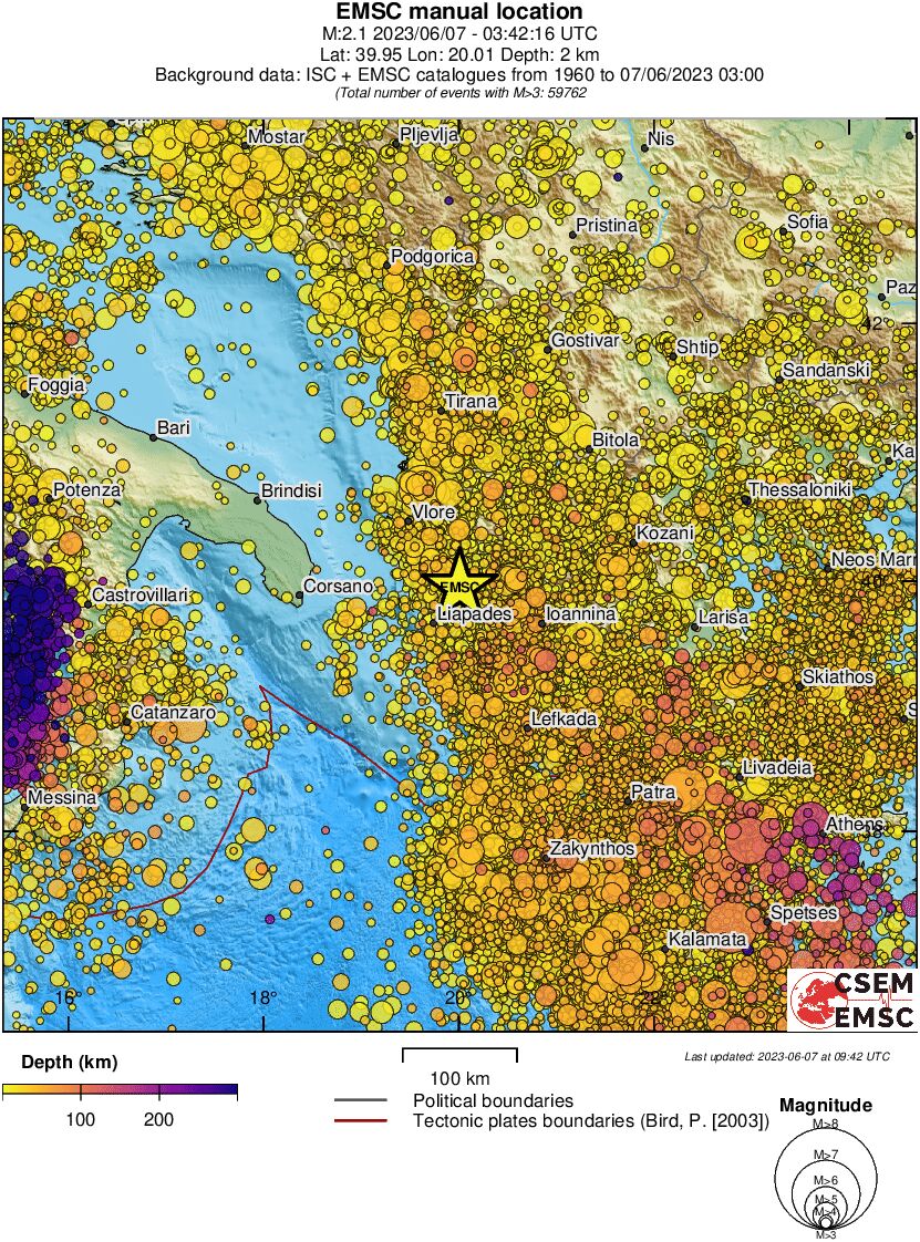 regional depth historical seismicity