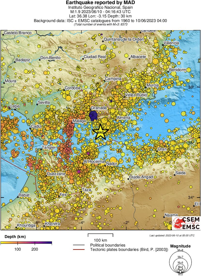 regional depth historical seismicity
