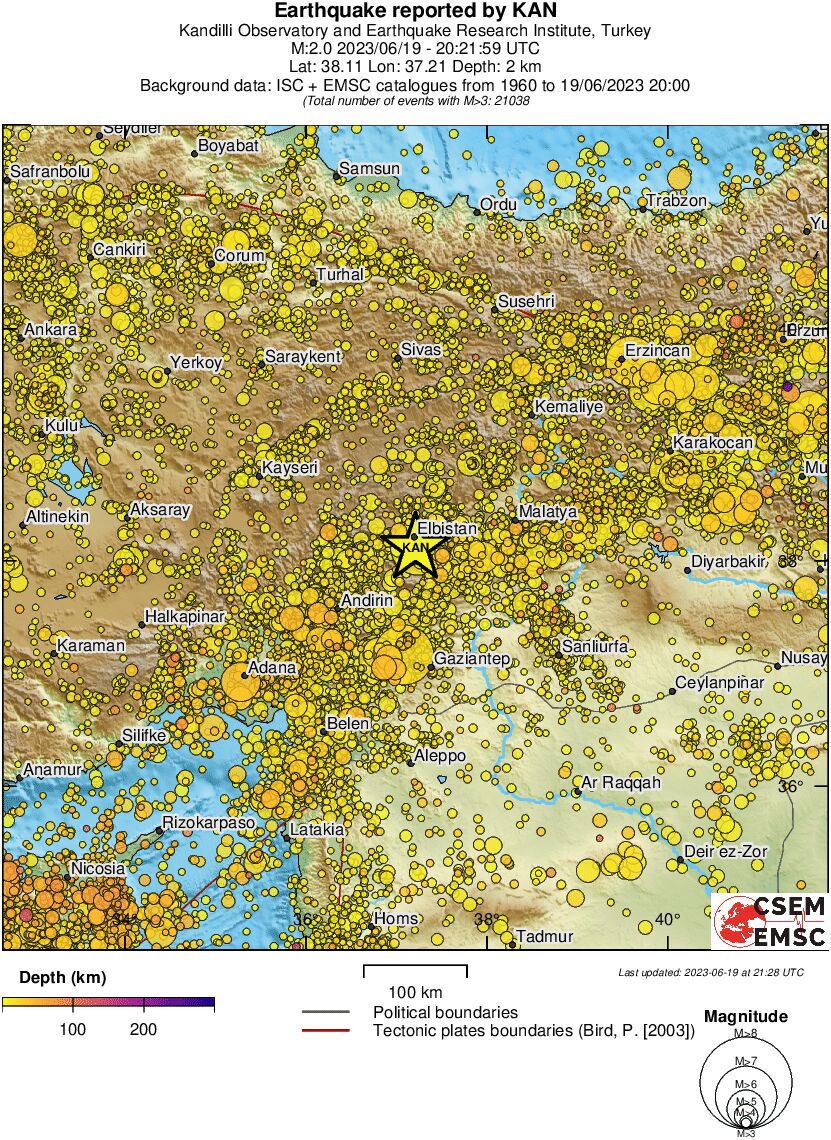 regional depth historical seismicity