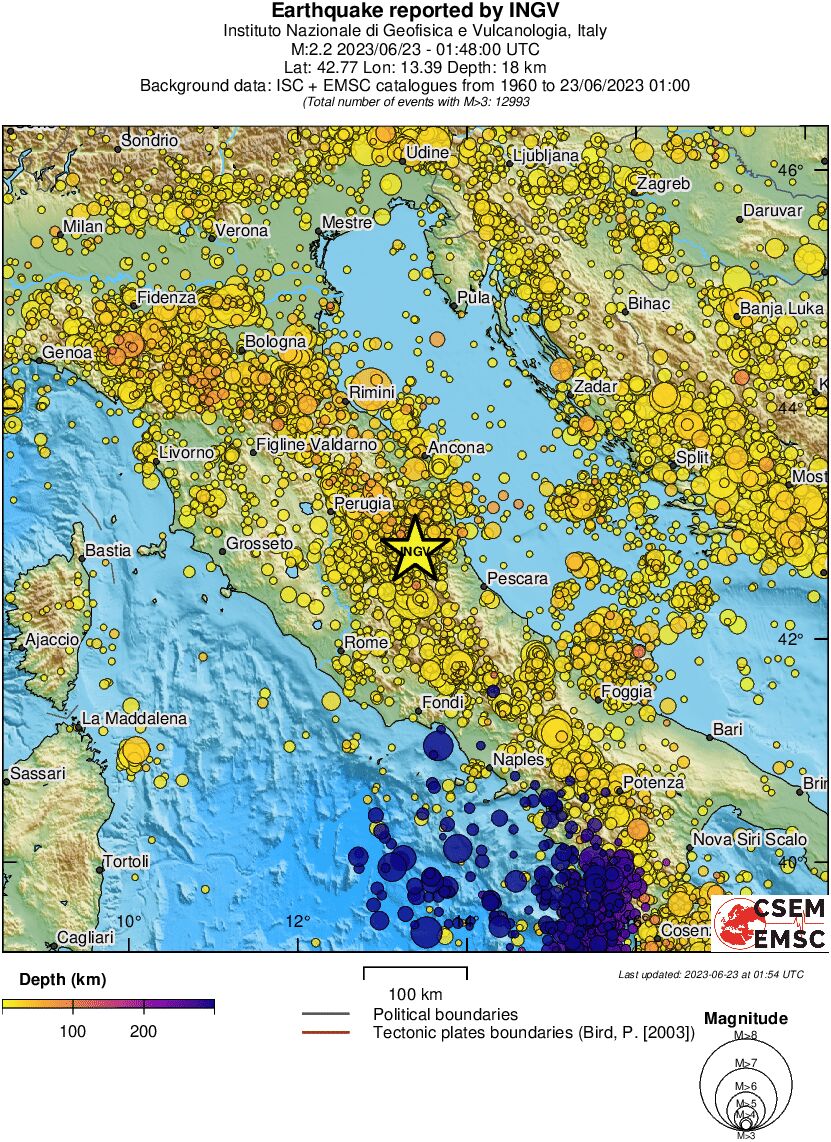 regional depth historical seismicity